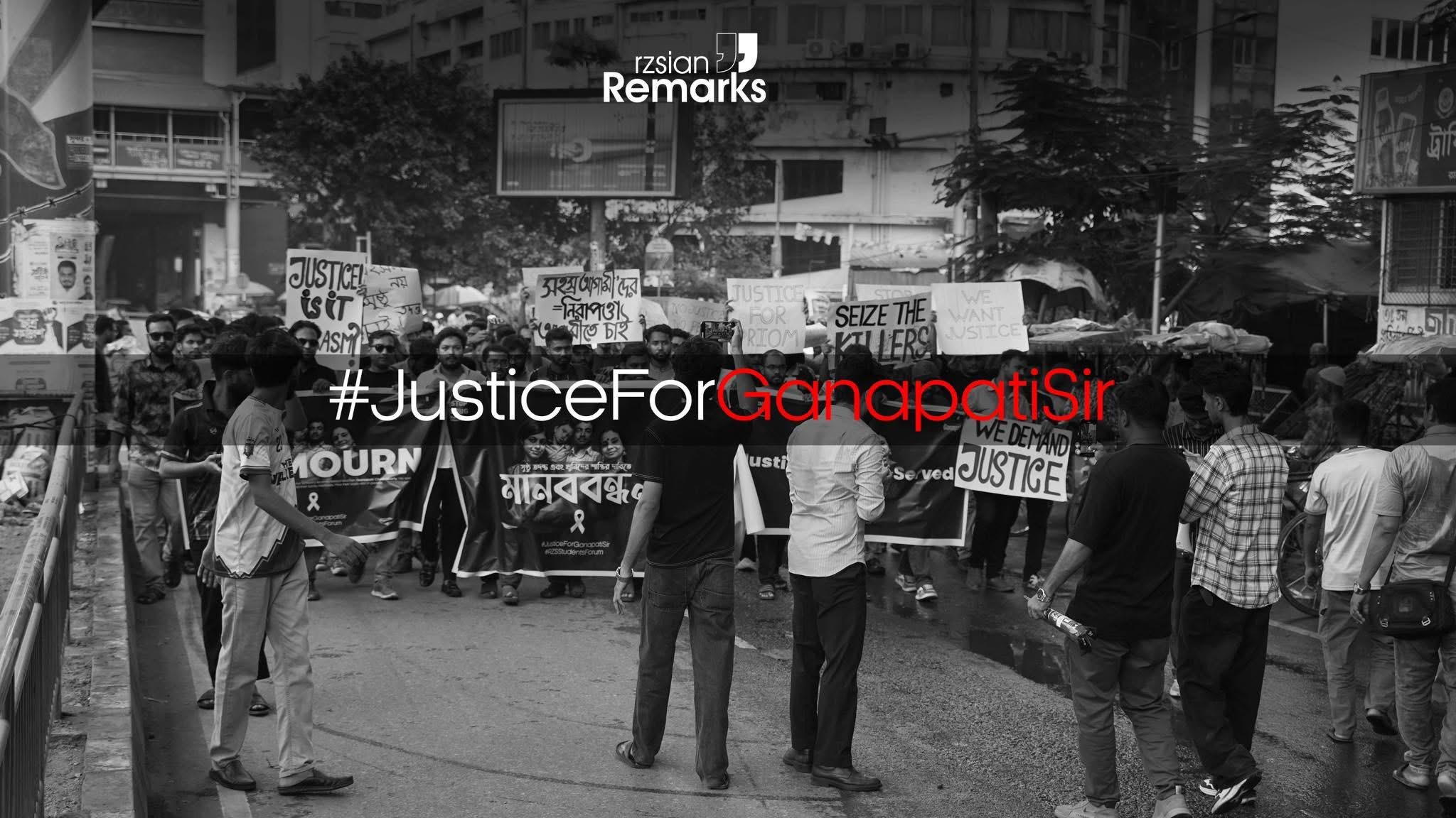 RZS students and community members marching for justice for Ganapati Sir